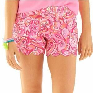 Lily Pulitzer Buttercup Scalloped Mango Salsa Patterned Shorts Size 0